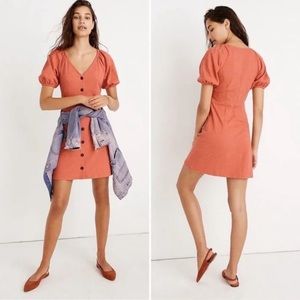Coral/pink short button up Madewell dress